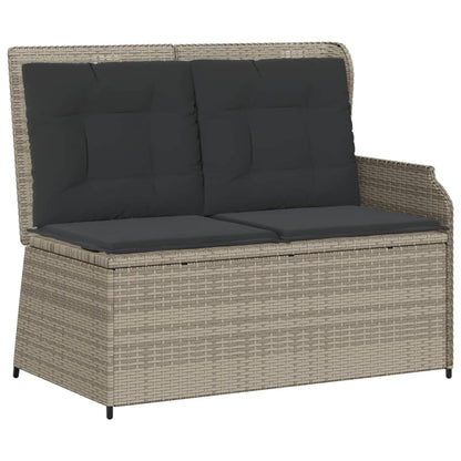 5-delige Loungeset met kussens poly rattan lichtgrijs