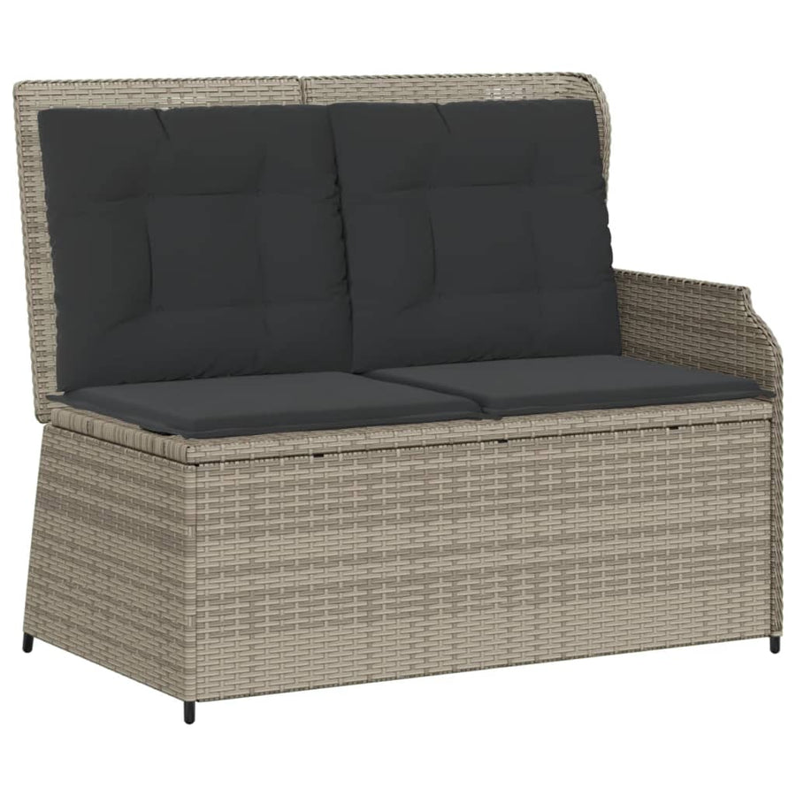 5-delige Loungeset met kussens poly rattan lichtgrijs