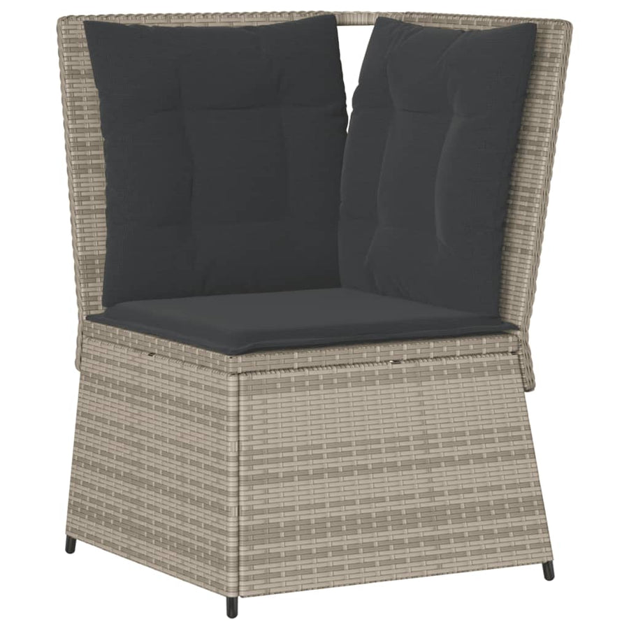 5-delige Loungeset met kussens poly rattan lichtgrijs