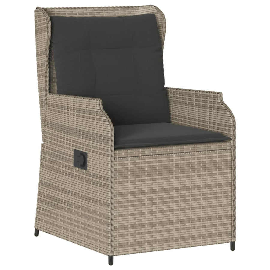 5-delige Loungeset met kussens poly rattan lichtgrijs