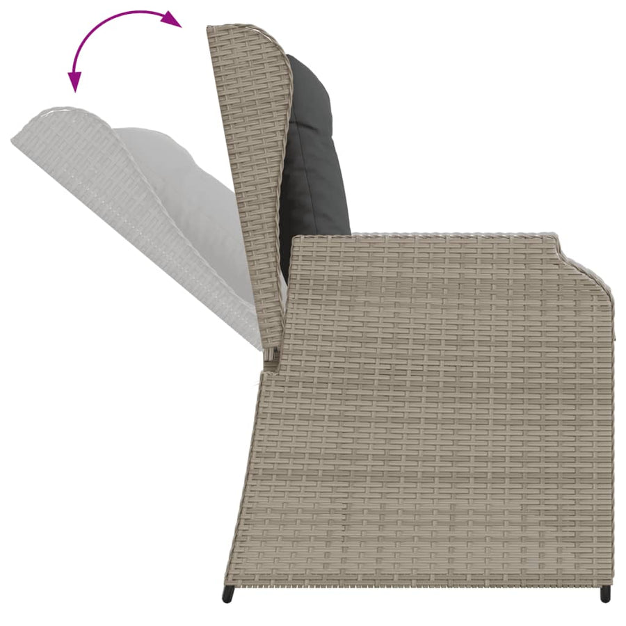 5-delige Loungeset met kussens poly rattan lichtgrijs