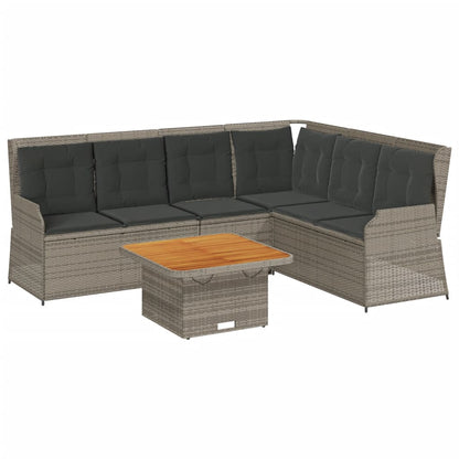 5-Delige Loungeset Met Kussens Poly Rattan 1 Grijs