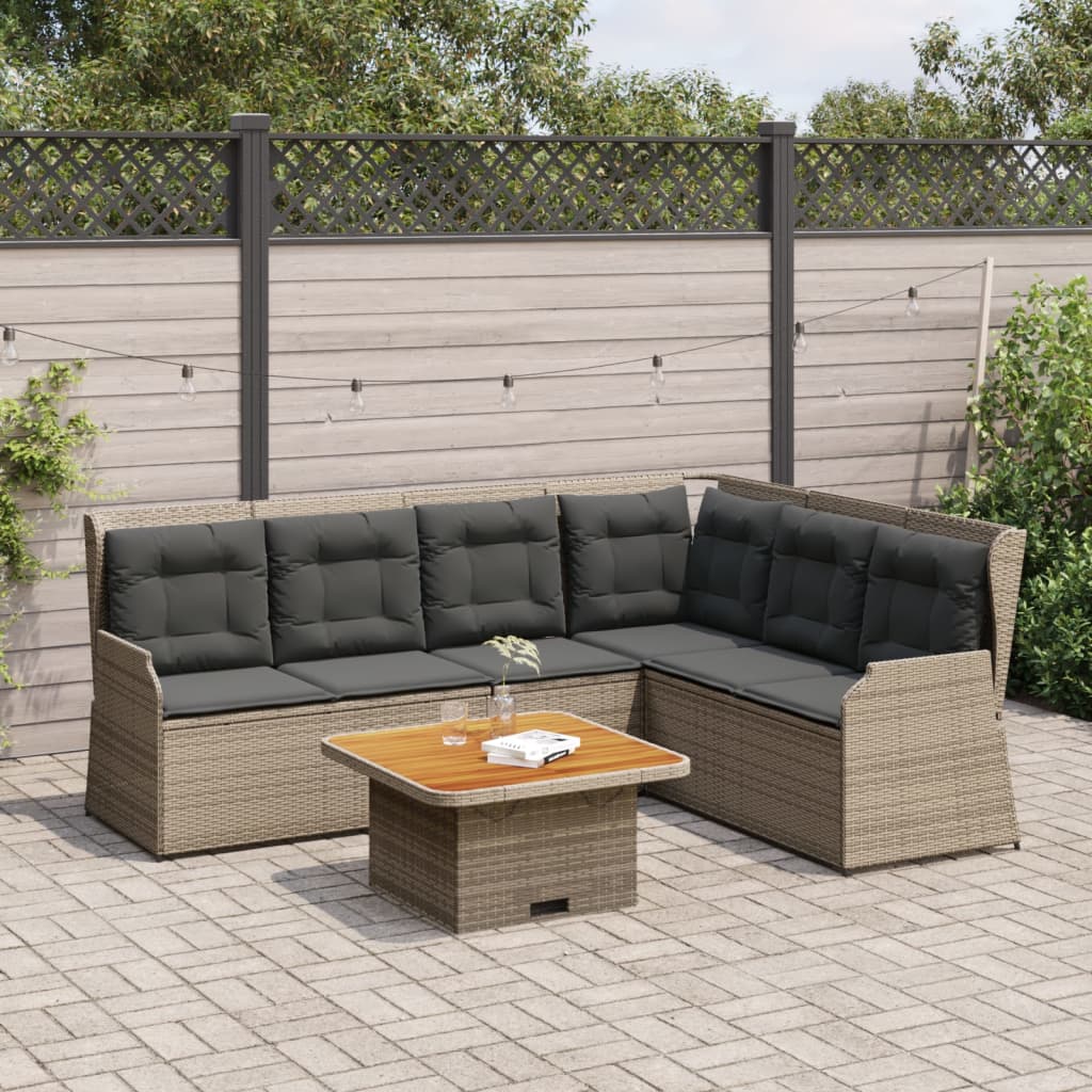 5-Delige Loungeset Met Kussens Poly Rattan 1 Grijs