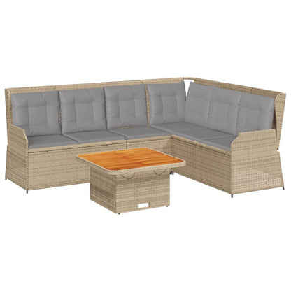 5-Delige Loungeset Met Kussens Poly Rattan 1 Beige en grijs