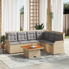 5-piece Loungeset with Cushions Poly Rattan Beige