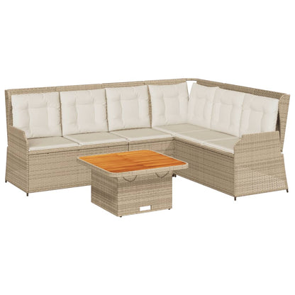 5-Delige Loungeset Met Kussens Poly Rattan 6 Beige