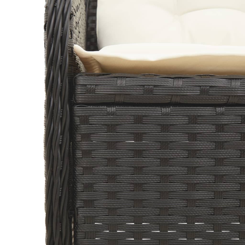 7-Delige Loungeset Met Kussens Poly Rattan 1 Zwart en crème