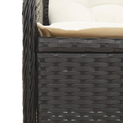 7-Delige Loungeset Met Kussens Poly Rattan 1 Zwart en crème