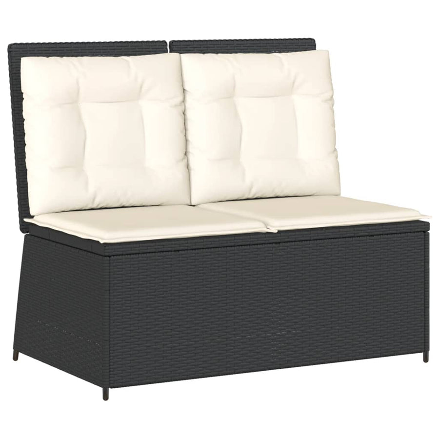 7-Delige Loungeset Met Kussens Poly Rattan 1 Zwart en crème