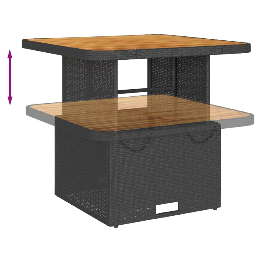 7-Delige Loungeset Met Kussens Poly Rattan 1 Zwart en crème