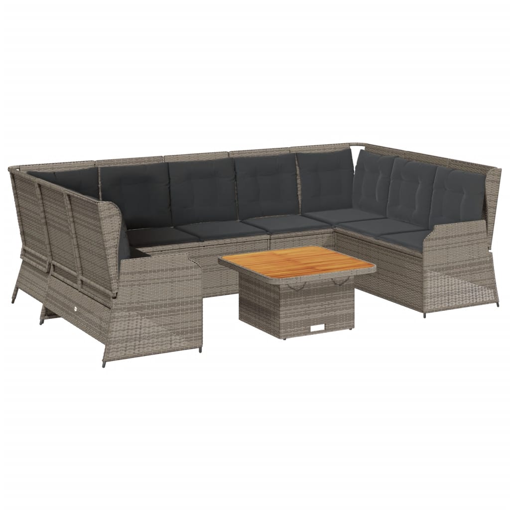 7-Delige Loungeset Met Kussens Poly Rattan 1 Grijs