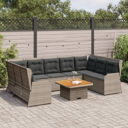 7-Delige Loungeset Met Kussens Poly Rattan 1 Grijs