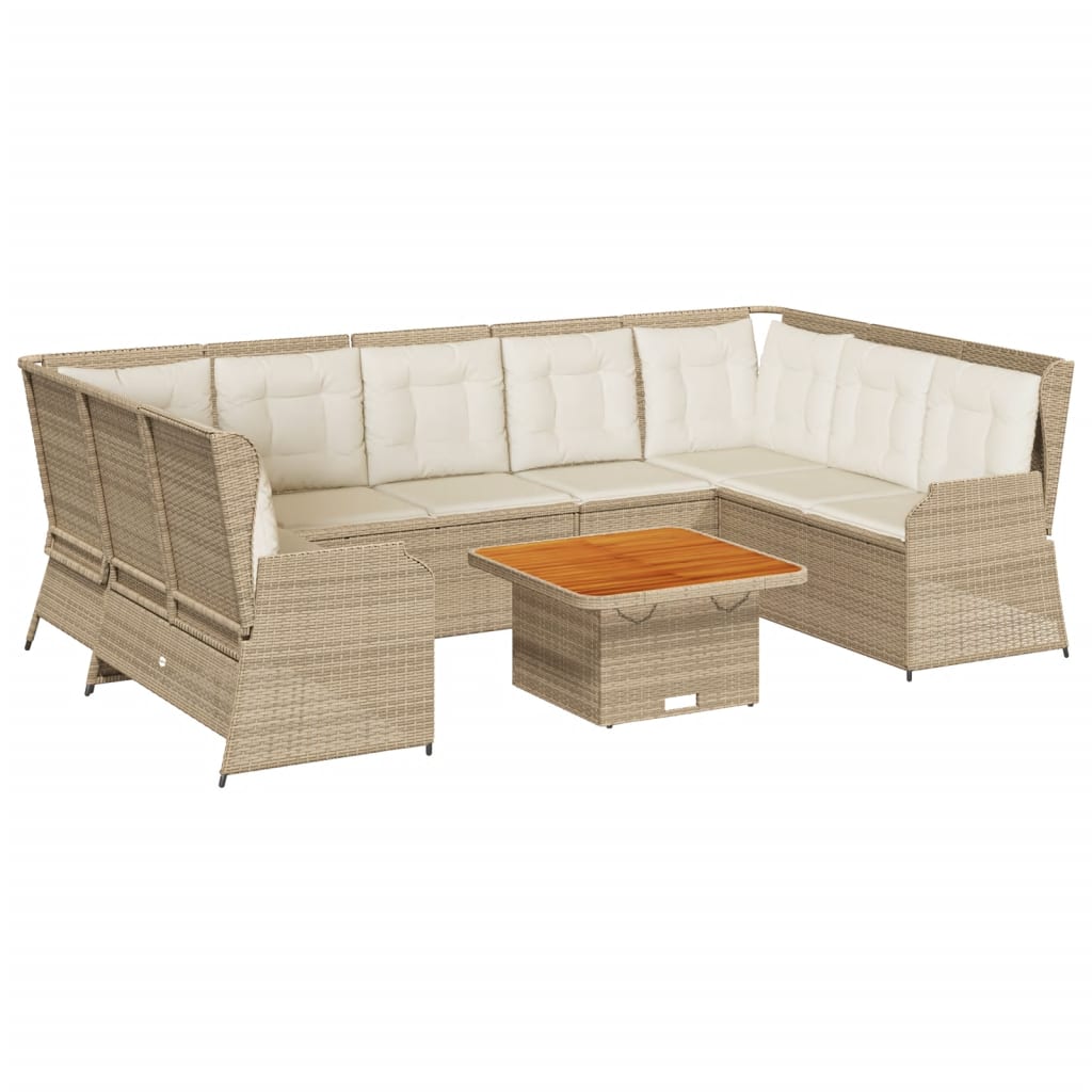 7-Delige Loungeset Met Kussens Poly Rattan 1 beige en crèmekleurig