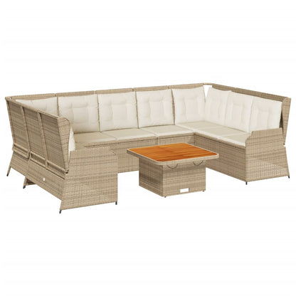 7-Delige Loungeset Met Kussens Poly Rattan 1 beige en crèmekleurig