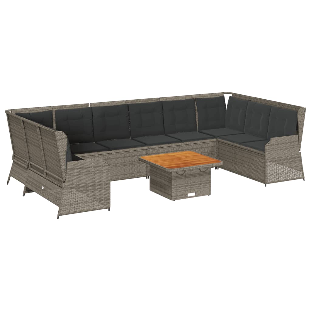 7-Delige Loungeset Met Kussens Poly Rattan 1 Grijs