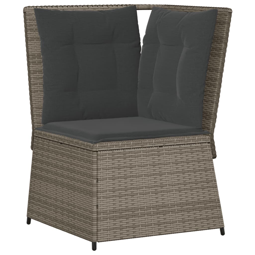 7-Delige Loungeset Met Kussens Poly Rattan 1 Grijs