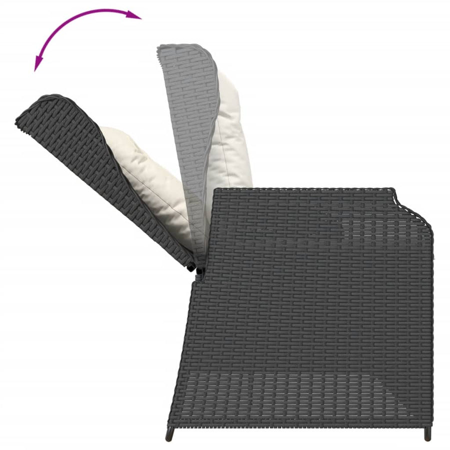 3-Delige Loungeset Met Kussens Poly Rattan