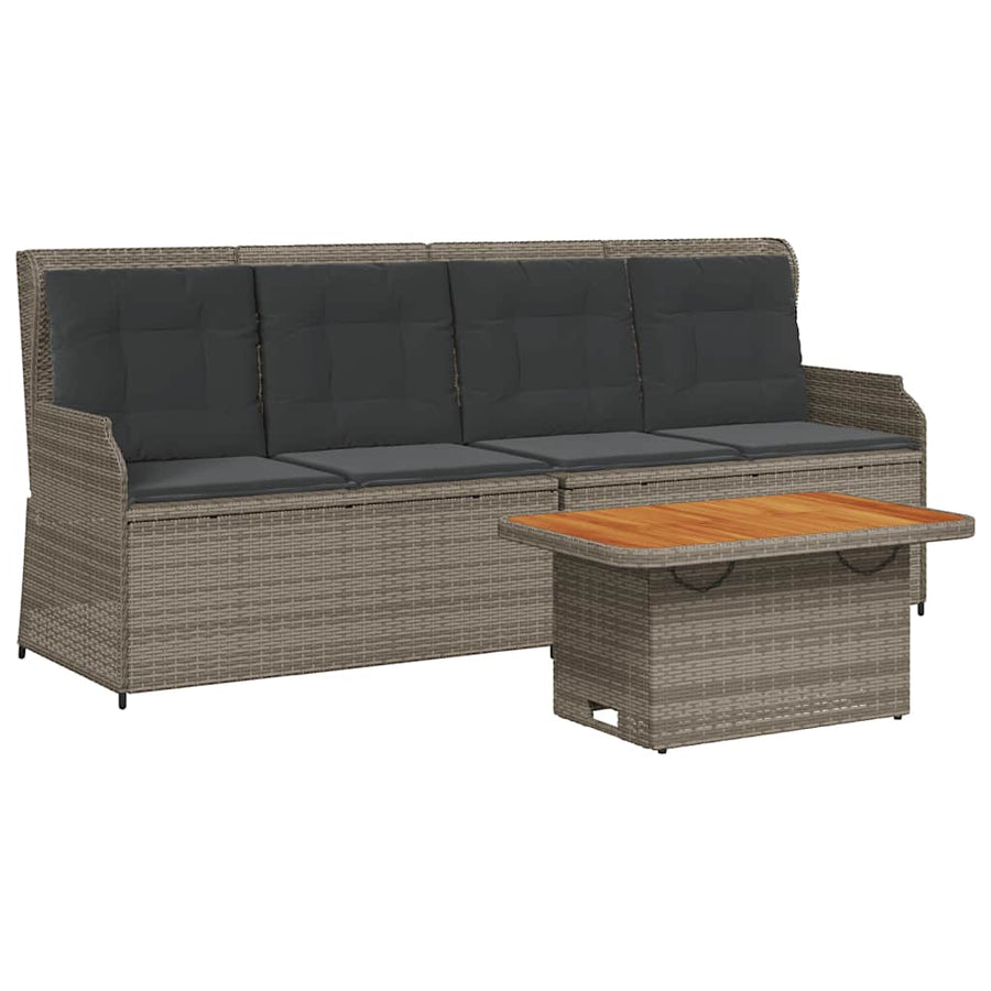 3-Delige Loungeset Met Kussens Poly Rattan Grijs