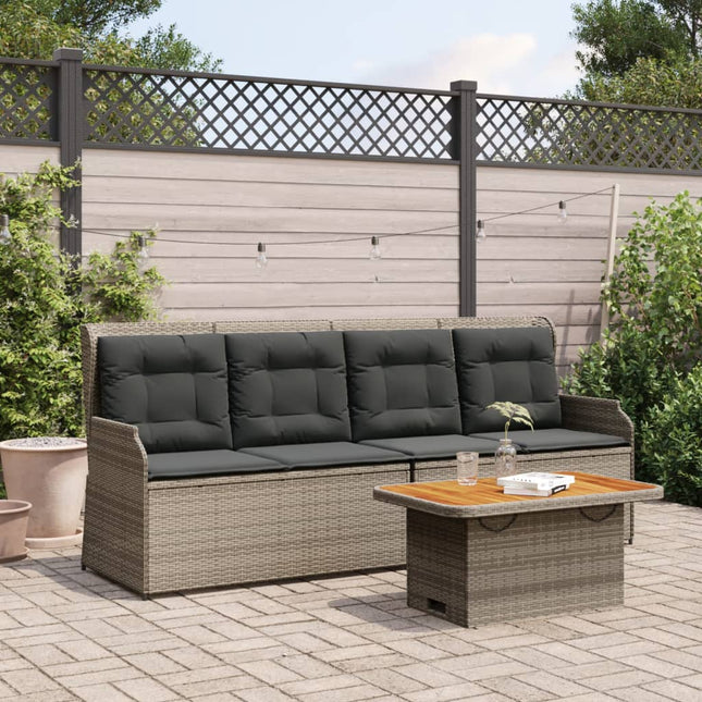 3-delige Loungeset met kussens poly rattan grijs