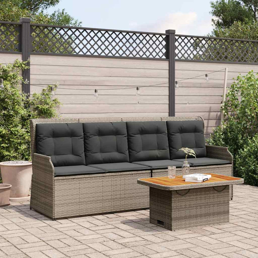 3-Delige Loungeset Met Kussens Poly Rattan Grijs