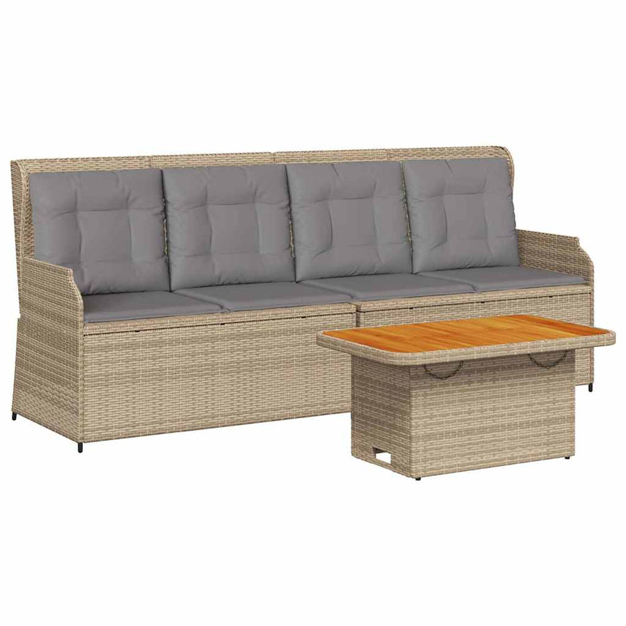 3-Delige Loungeset Met Kussens Poly Rattan Beige en grijs