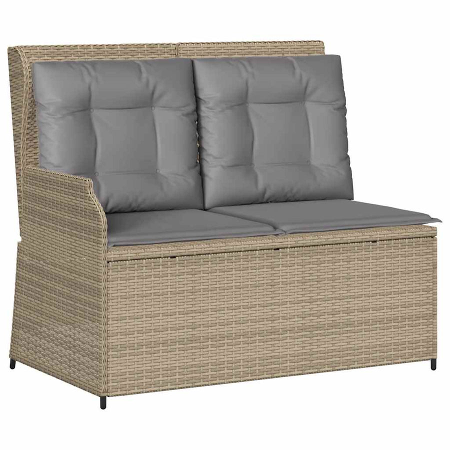3-Delige Loungeset Met Kussens Poly Rattan Beige en grijs