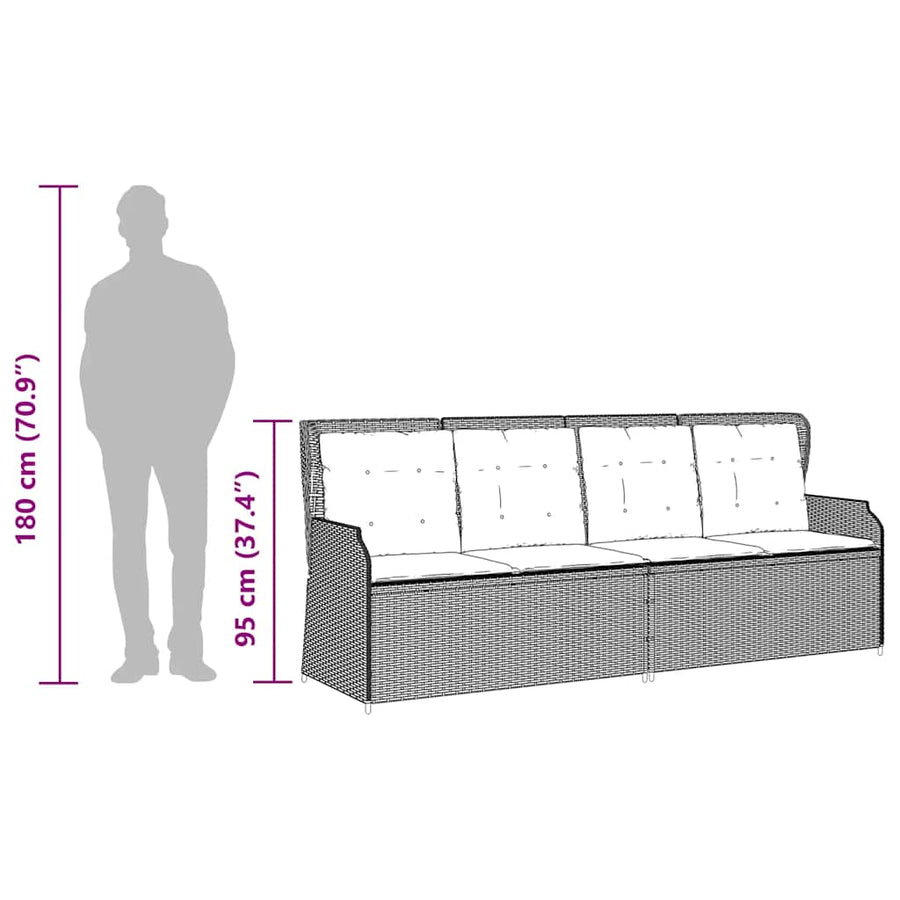 3-Delige Loungeset Met Kussens Poly Rattan Beige en grijs