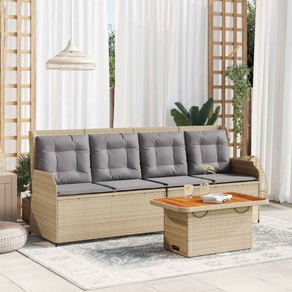 3-Delige Loungeset Met Kussens Poly Rattan Beige en grijs