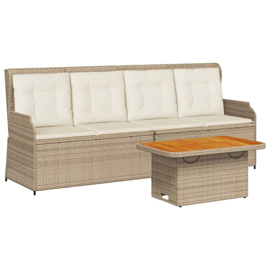 3-Delige Loungeset Met Kussens Poly Rattan beige en crèmekleurig