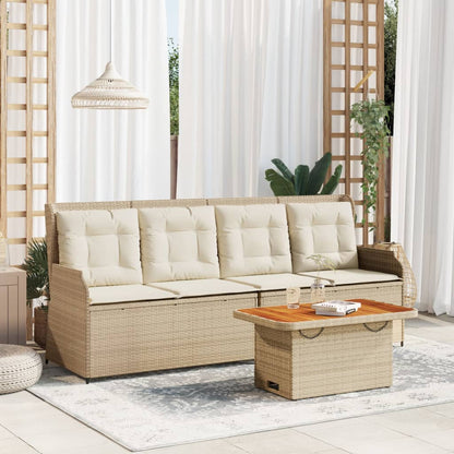 3-Delige Loungeset Met Kussens Poly Rattan beige en crèmekleurig