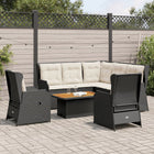 Loungeset 6-delig poly rattan zwart acaciahout tafel