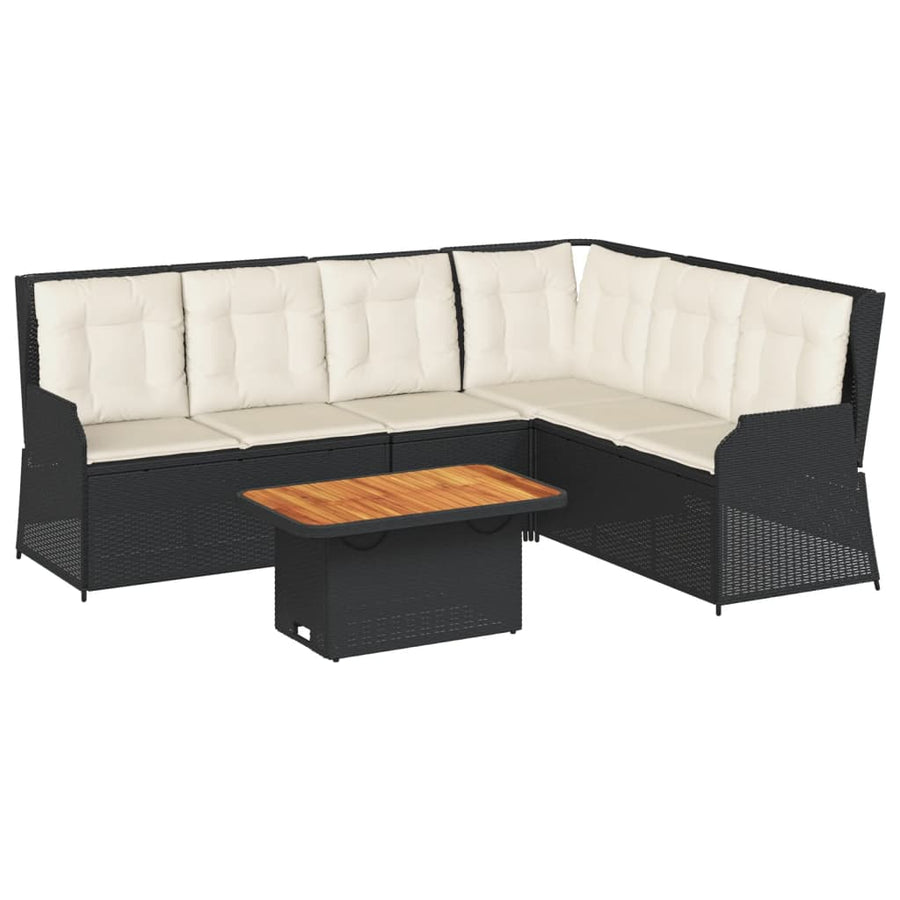 5-Delige Loungeset Met Kussens Poly Rattan Zwart