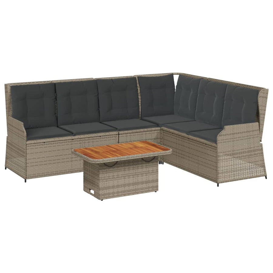 5-Delige Loungeset Met Kussens Poly Rattan