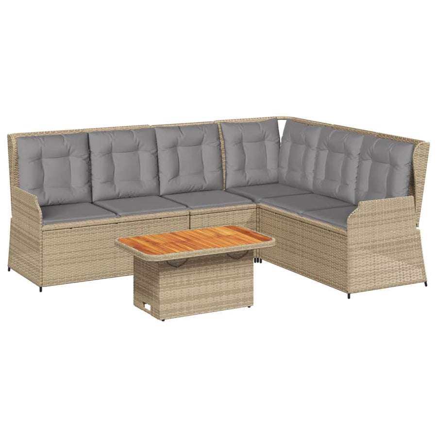 5-Delige Loungeset Met Kussens Poly Rattan Beige en grijs