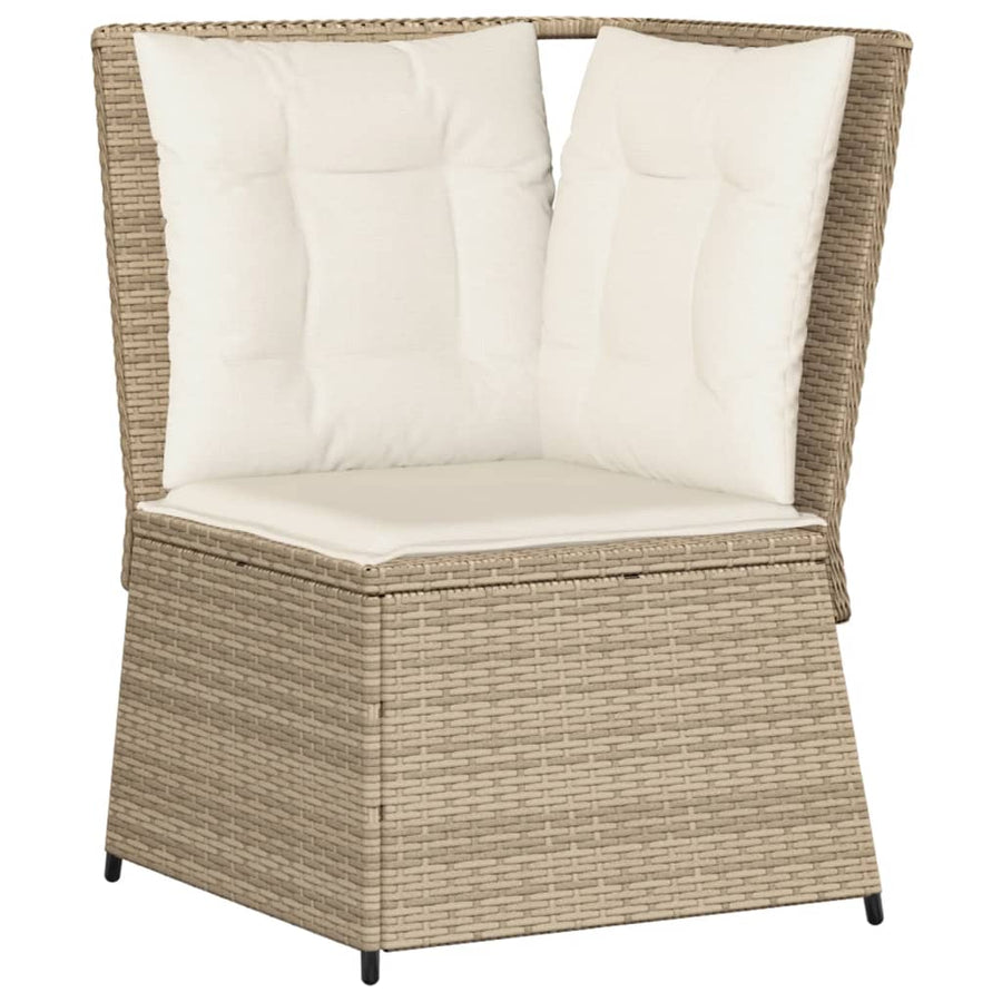 5-Delige Loungeset Met Kussens Poly Rattan beige en crèmekleurig