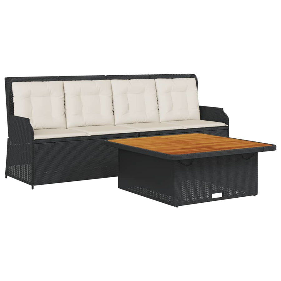 3-Delige Loungeset Met Kussens Poly Rattan Zwart