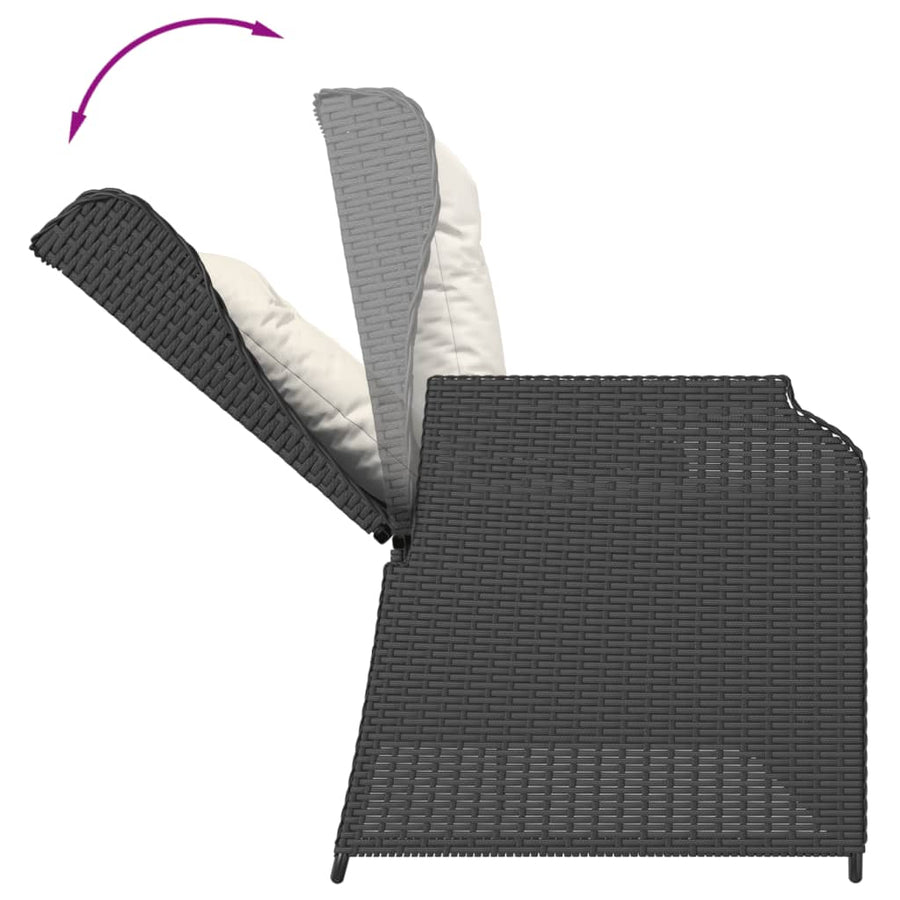 3-Delige Loungeset Met Kussens Poly Rattan Zwart