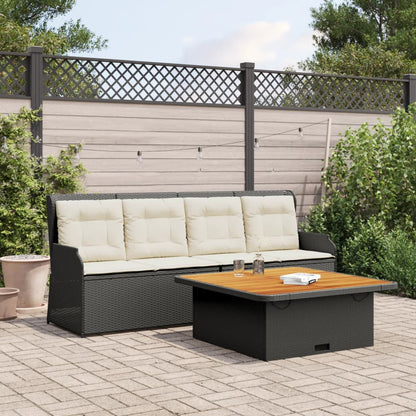 3-Delige Loungeset Met Kussens Poly Rattan Zwart