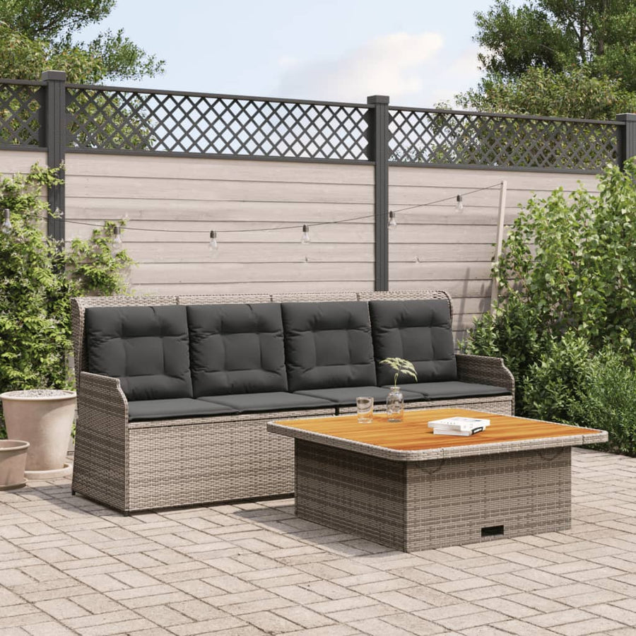 3-Delige Loungeset Met Kussens Poly Rattan Grijs