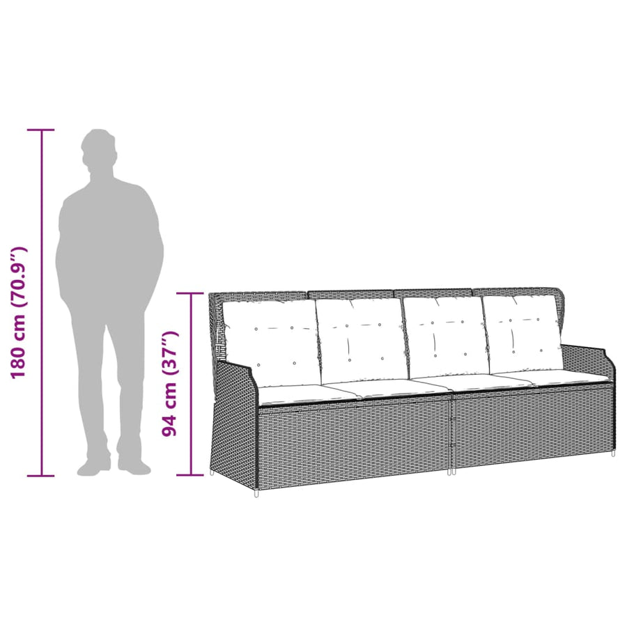 3-Delige Loungeset Met Kussens Poly Rattan Beige en grijs