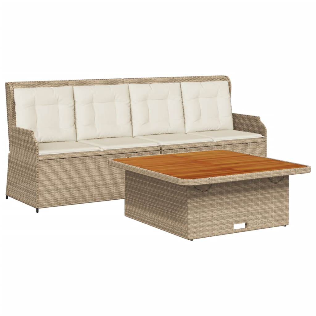 3-Delige Loungeset Met Kussens Poly Rattan beige en crèmekleurig