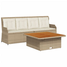 3-Delige Loungeset Met Kussens Poly Rattan beige en crèmekleurig