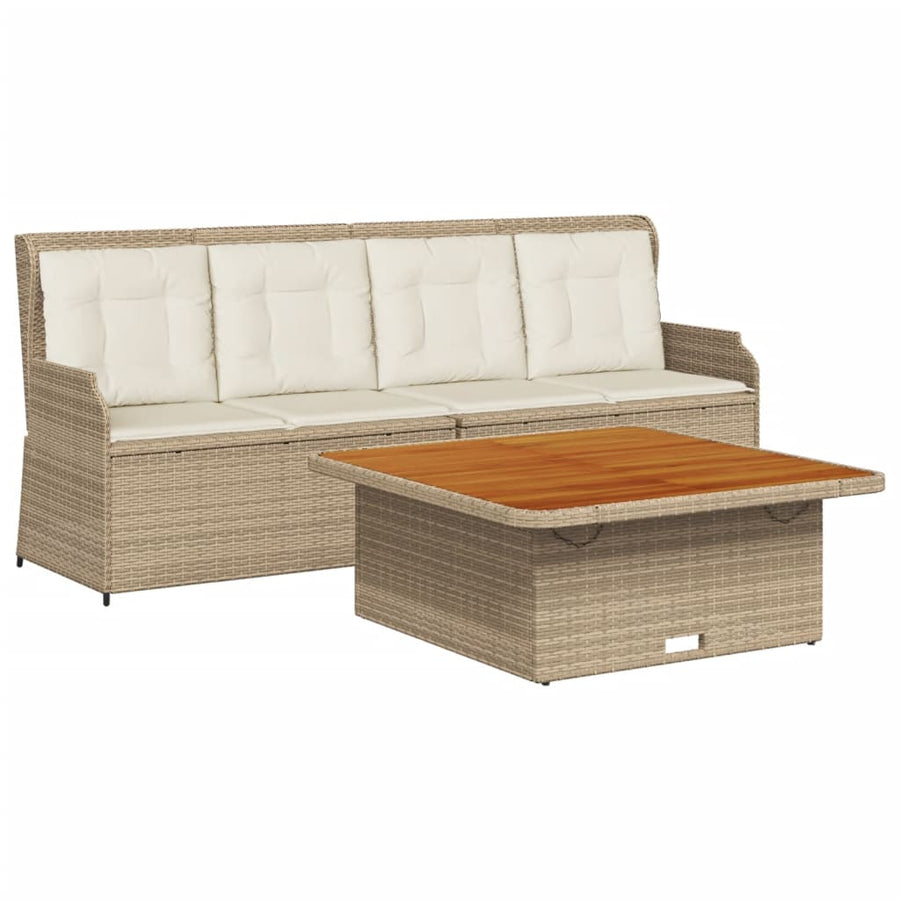 3-Delige Loungeset Met Kussens Poly Rattan beige en crèmekleurig