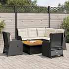 Loungeset 6-delig poly rattan zwart acacia tafel