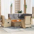 Loungeset 6-delig poly rattan beige acaciahout
