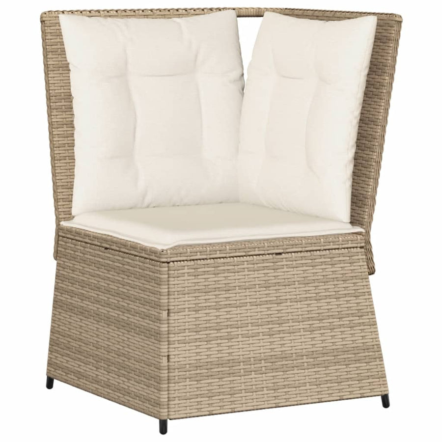 6-delige Loungeset met kussens poly rattan beige