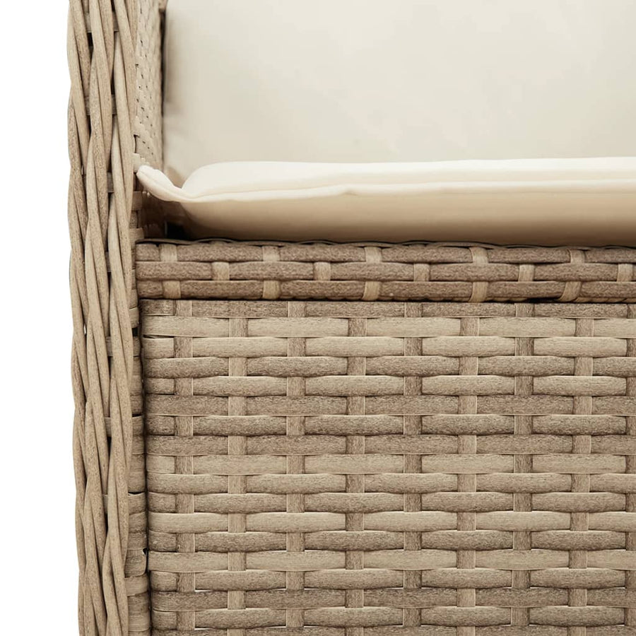 6-delige Loungeset met kussens poly rattan beige