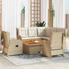 Loungeset poly rattan 6-delig beige met kussens