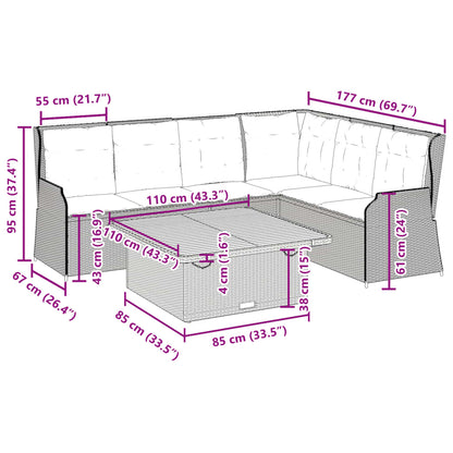 5-Delige Loungeset Met Kussens Poly Rattan Zwart