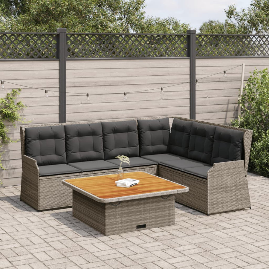 5-Delige Loungeset Met Kussens Poly Rattan